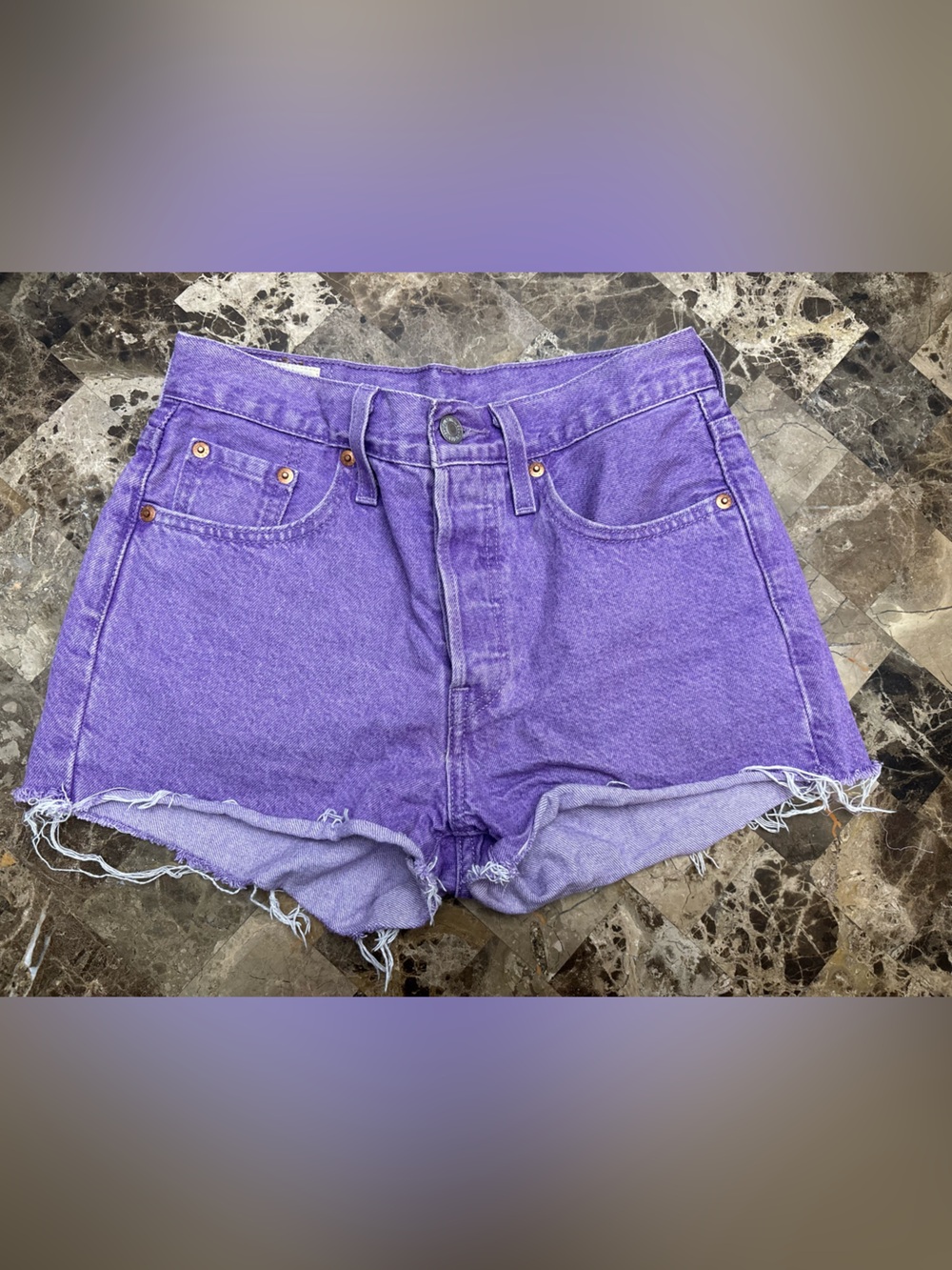 Levi's Purple High-Rise Denim Cutoff Shorts us 25